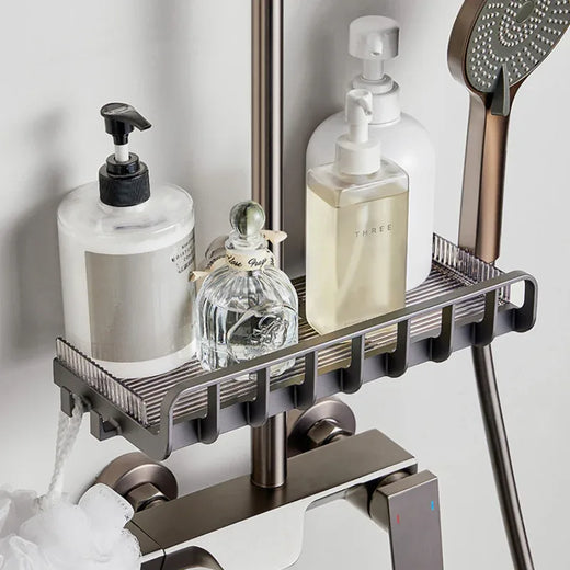 Twist-Lock Shower Rail Caddy for Bathrooms
