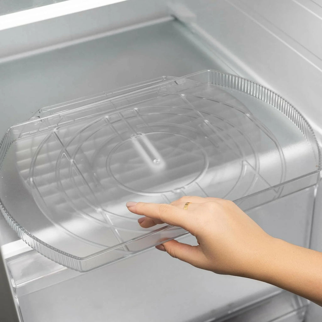 Clear 360° Rectangular Lazy Susan – Fridge Organizer & Rotating Storage (15.3" × 11.1")