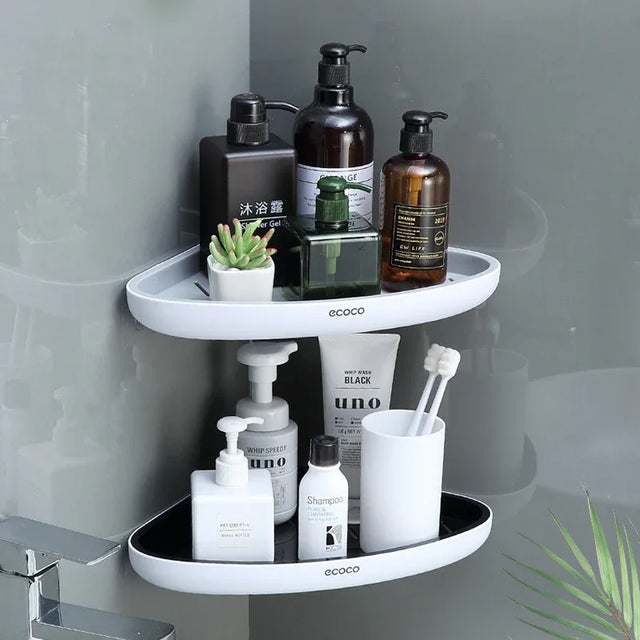 Adhesive-Mount Corner Shelf for Bathroom & Kitchen Organization