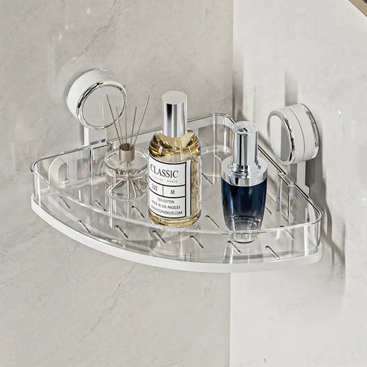 Suction-Mount Corner Shelf for Bathroom & Kitchen Organization