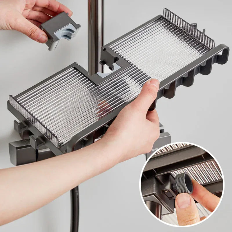 Twist-Lock Shower Rail Caddy for Bathrooms - 02