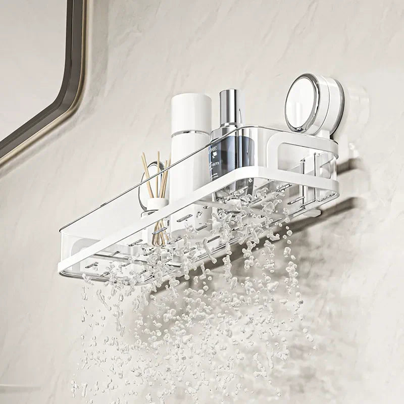 Suction-Mount Slim Shelf for Bathroom & Kitchen Organization - image 02