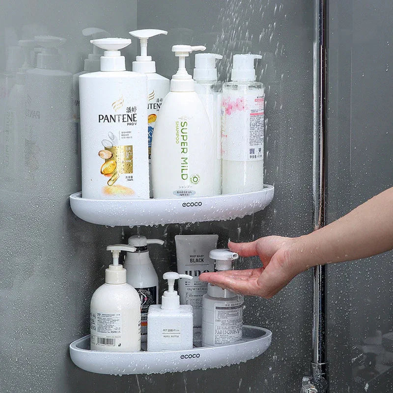 Adhesive-Mount Corner Shelf for Bathroom & Kitchen Organization - image 02