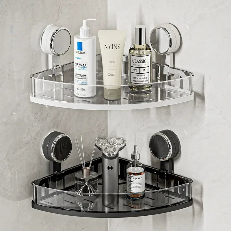 Suction-Mount Corner Shelf for Bathroom & Kitchen Organization - image 02