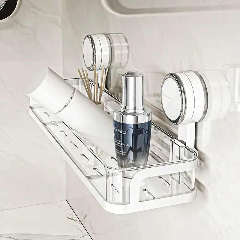 Suction-Mount Slim Shelf for Bathroom & Kitchen Organization - image 03