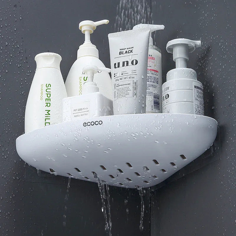 Adhesive-Mount Corner Shelf for Bathroom & Kitchen Organization - image 03