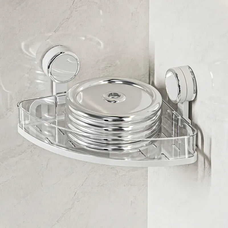 Suction-Mount Corner Shelf for Bathroom & Kitchen Organization - image 04
