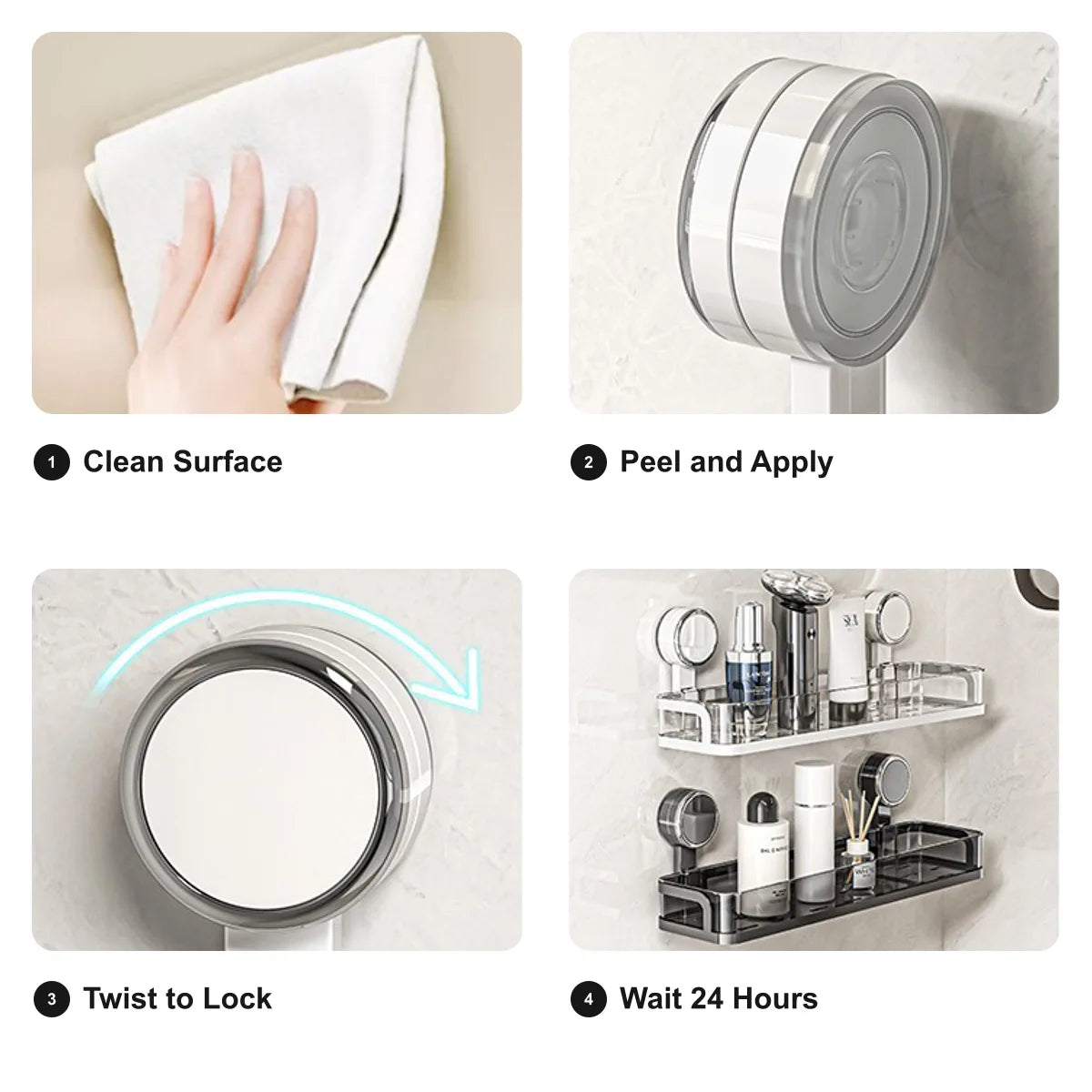 Suction-Mount Slim Shelf for Bathroom & Kitchen Organization - image 04