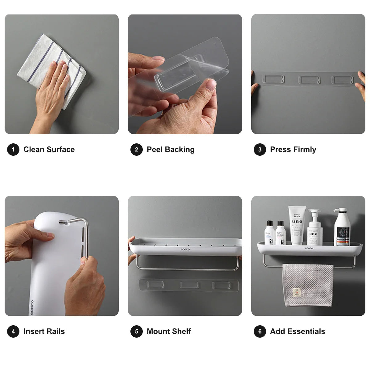 Adhesive-Mount Slim Shelf for Bathroom & Kitchen Organization - image 04