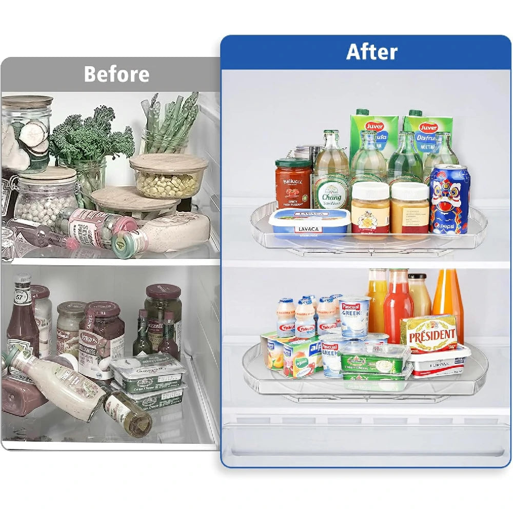 Clear 360° Rectangular Lazy Susan – Fridge Organizer & Rotating Storage (15.3" × 11.1")