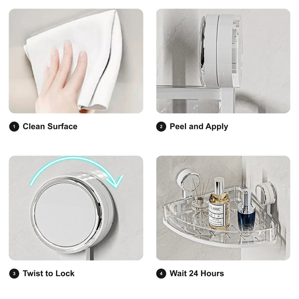 Suction-Mount Corner Shelf for Bathroom & Kitchen Organization - image 05