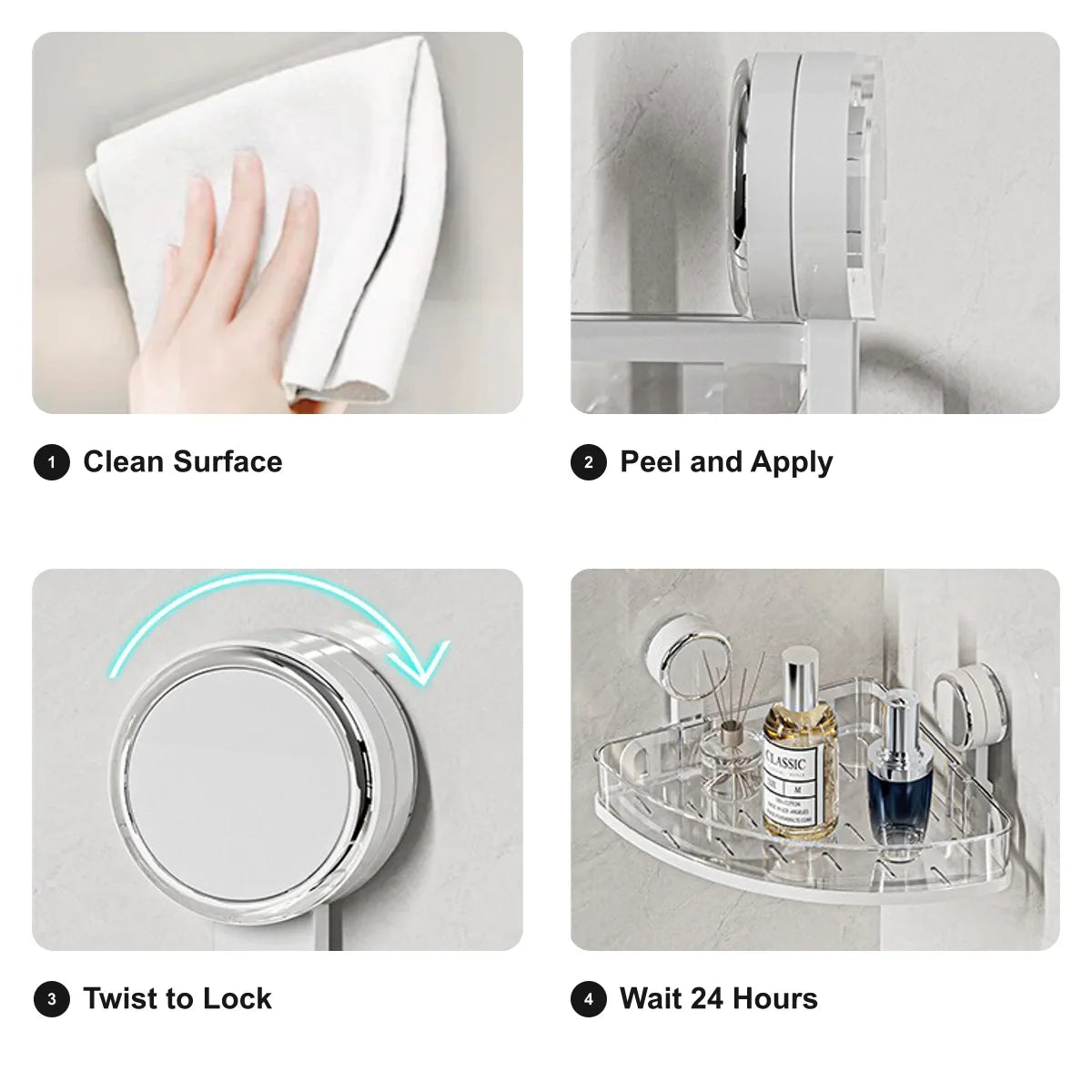 Suction-Mount Corner Shelf for Bathroom & Kitchen Organization - image 05