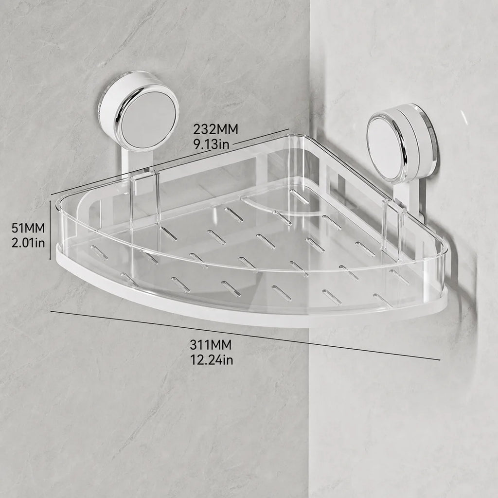 Suction-Mount Corner Shelf for Bathroom & Kitchen Organization - image 08