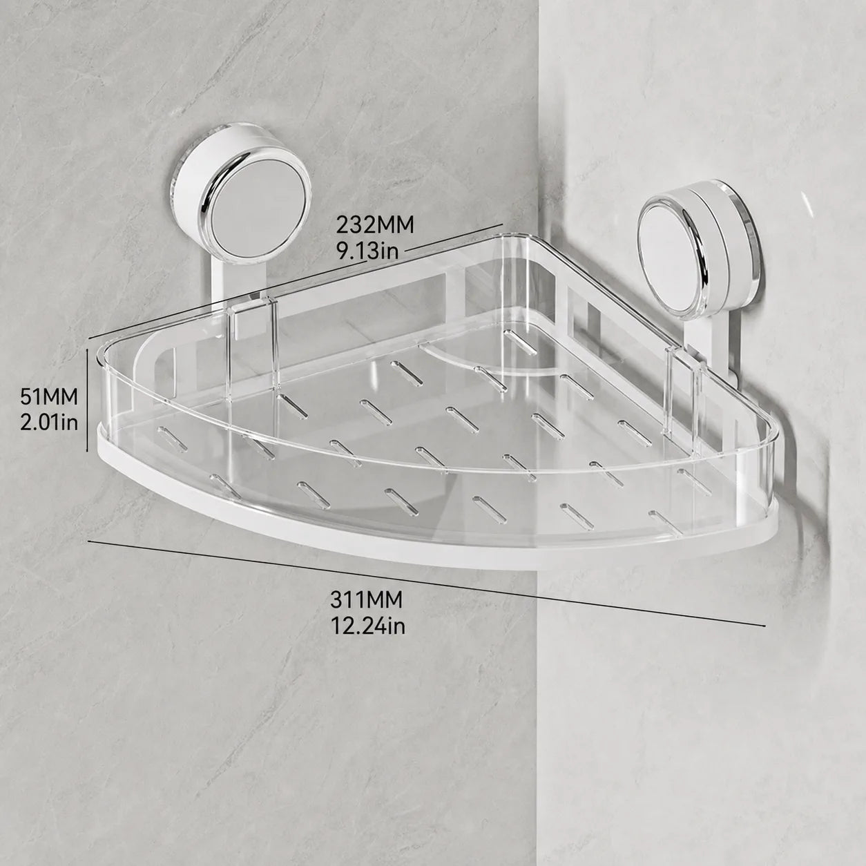 Suction-Mount Corner Shelf for Bathroom & Kitchen Organization - image 08