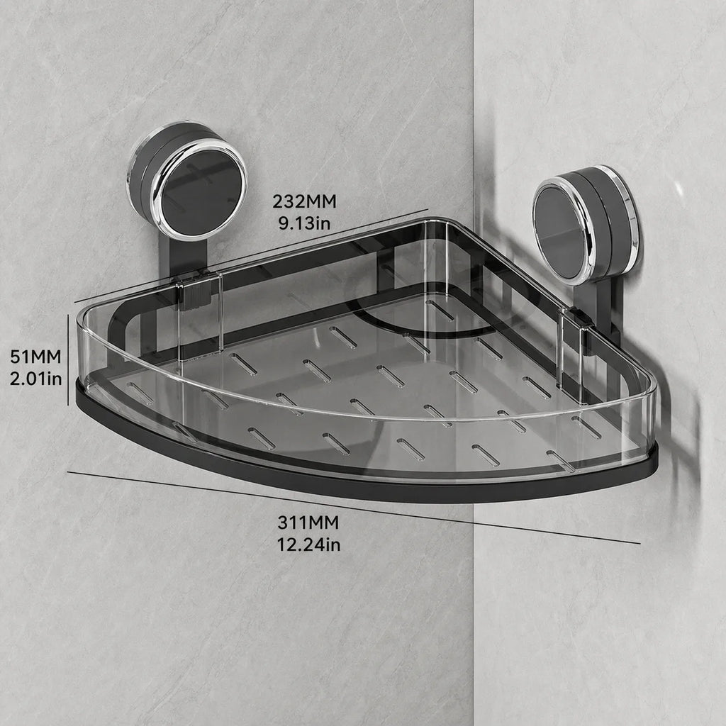 Suction-Mount Corner Shelf for Bathroom & Kitchen Organization - image 09