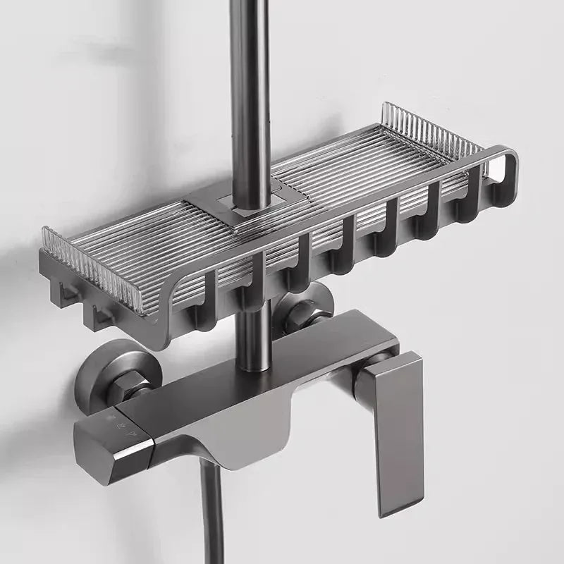 Twist-Lock Shower Rail Caddy for Bathrooms - 10-变体-grey