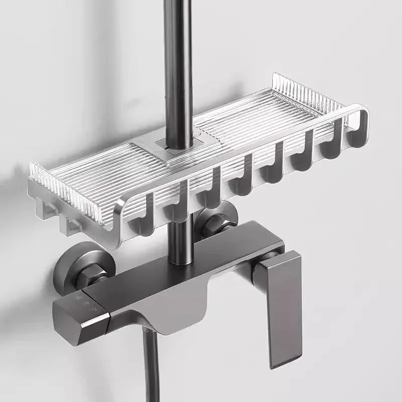 Twist-Lock Shower Rail Caddy for Bathrooms - 11-变体-silver