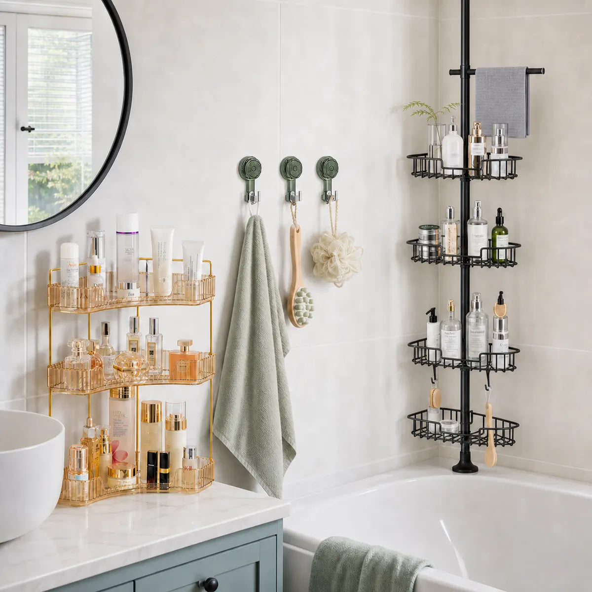 Small Bathroom Storage RollingTail Reset - Gold / Green