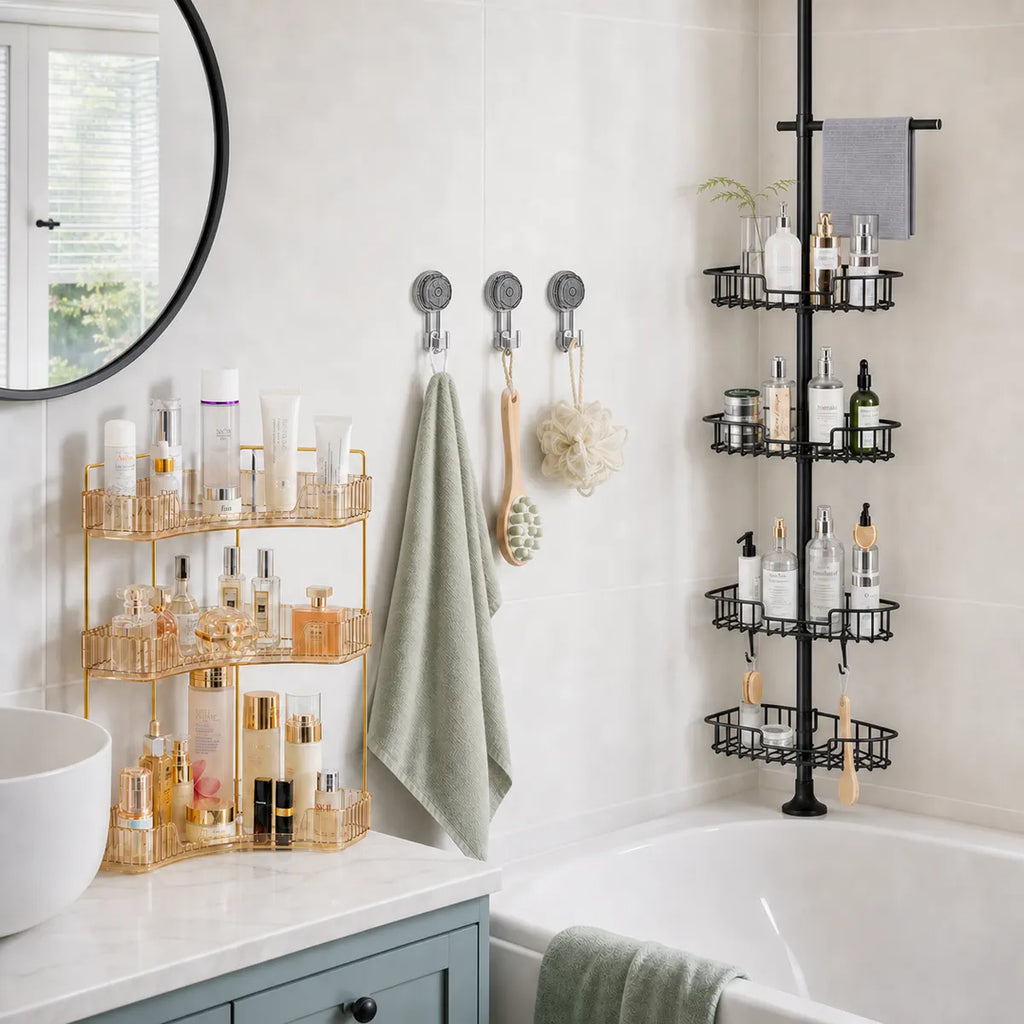 Small Bathroom Storage RollingTail Reset - Gold / Grey