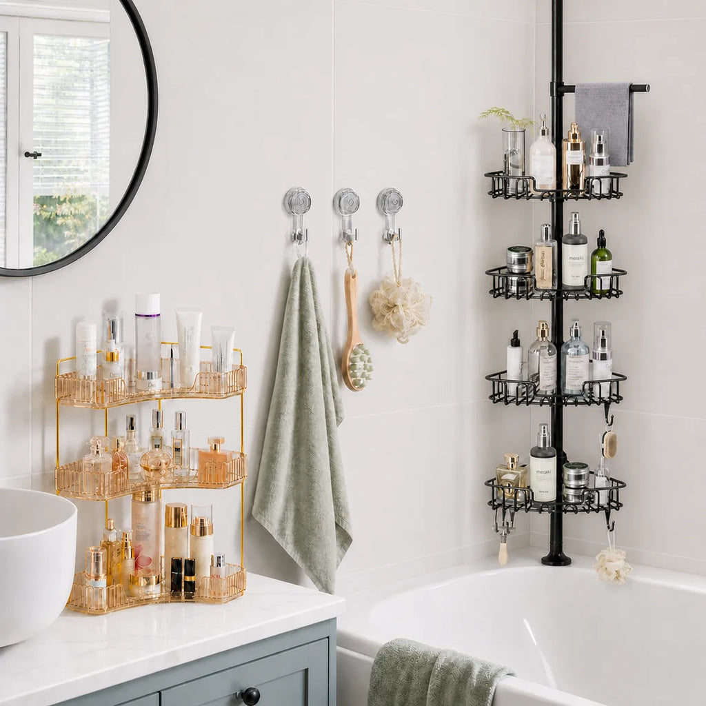 Small Bathroom Storage RollingTail Reset - Gold / Transparent
