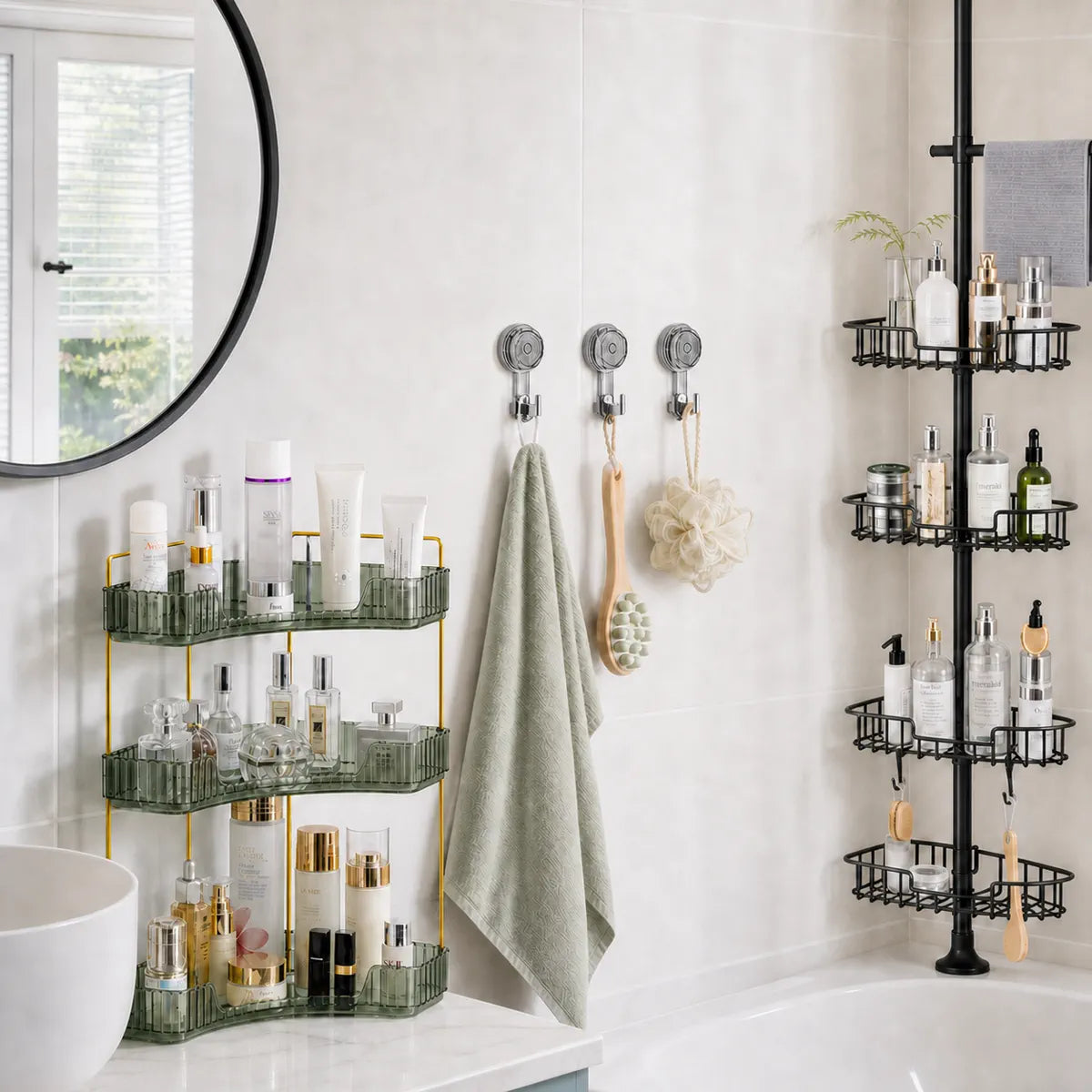 Small Bathroom Storage RollingTail Reset - Green / Grey