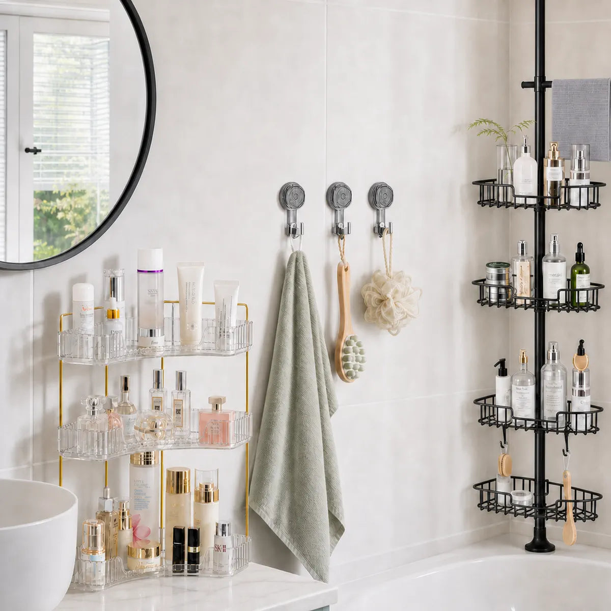 Small Bathroom Storage RollingTail Reset - Transparent / Grey
