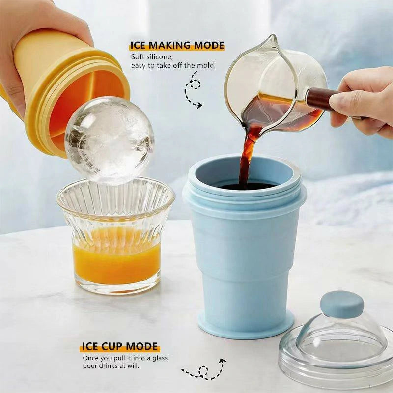 Collapsible Ice Maker Cup with Lid & Straw