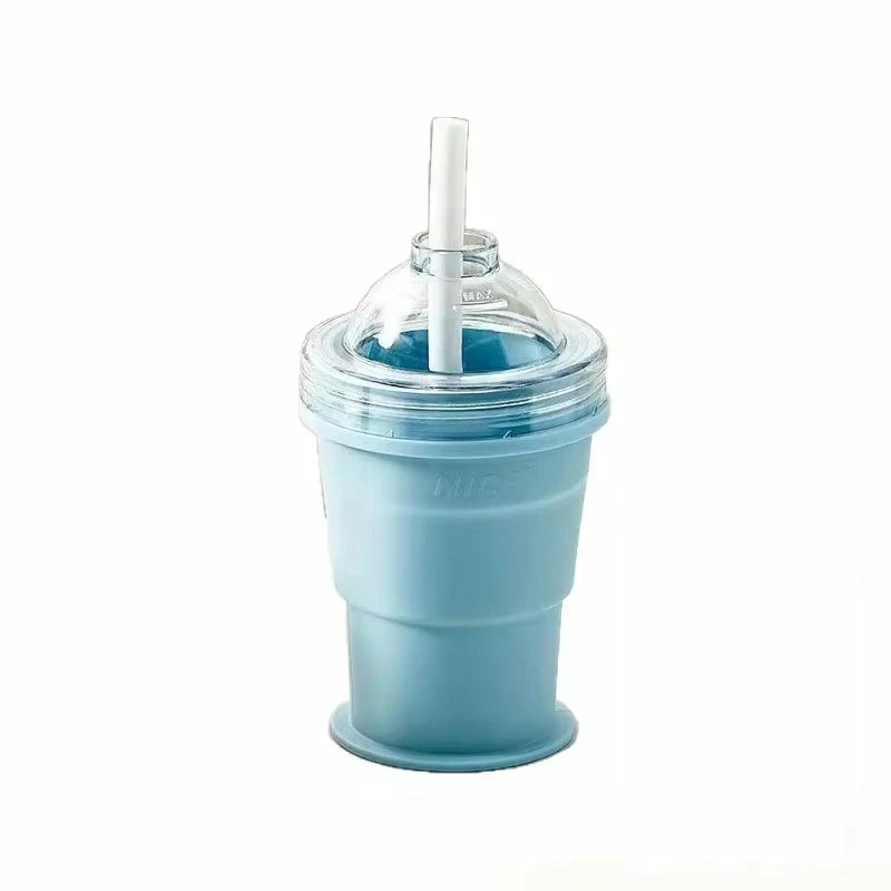 Collapsible Ice Maker Cup with Lid & Straw