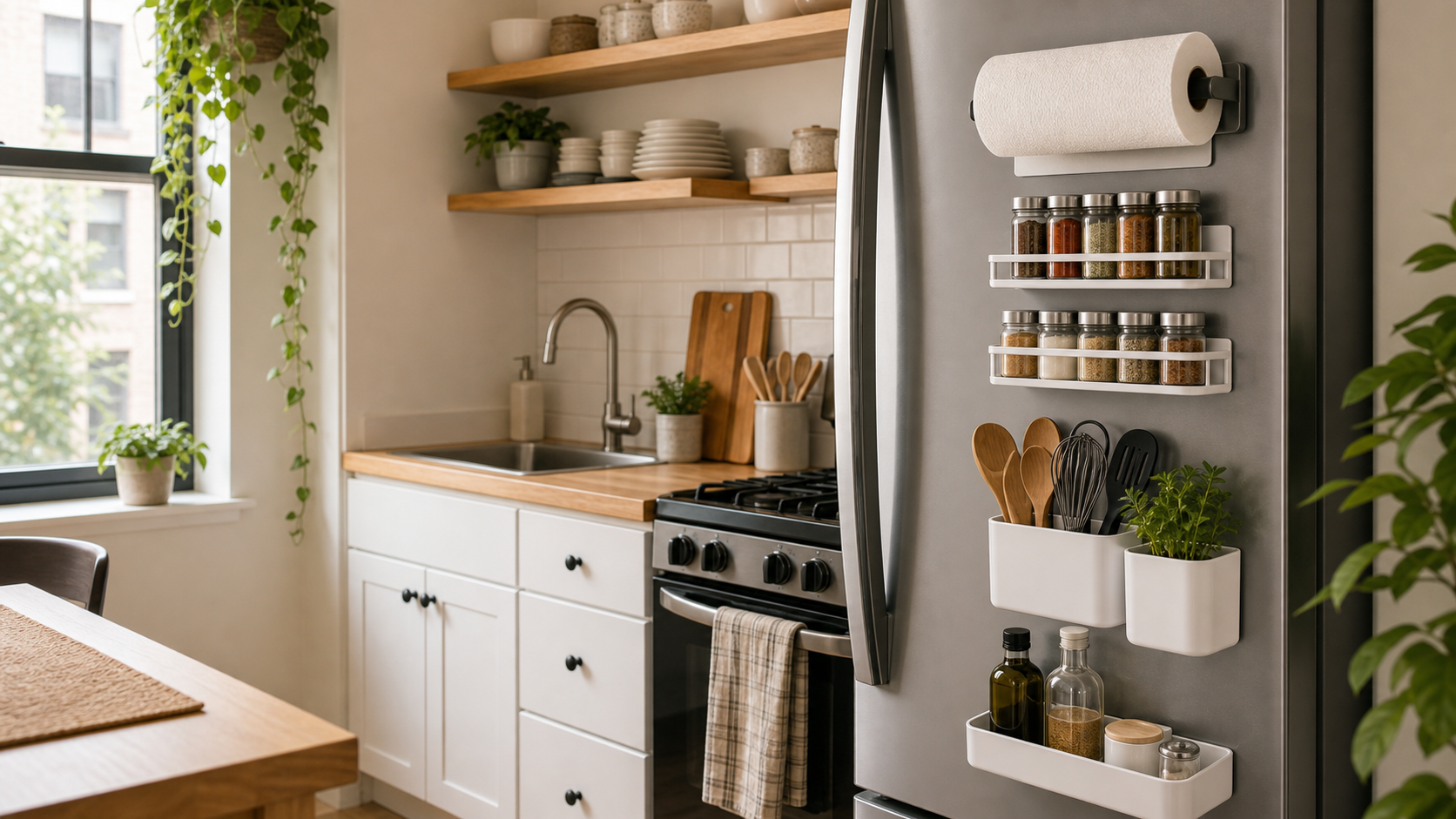 Fridge-Side Storage collection banner for renter-friendly small apartments