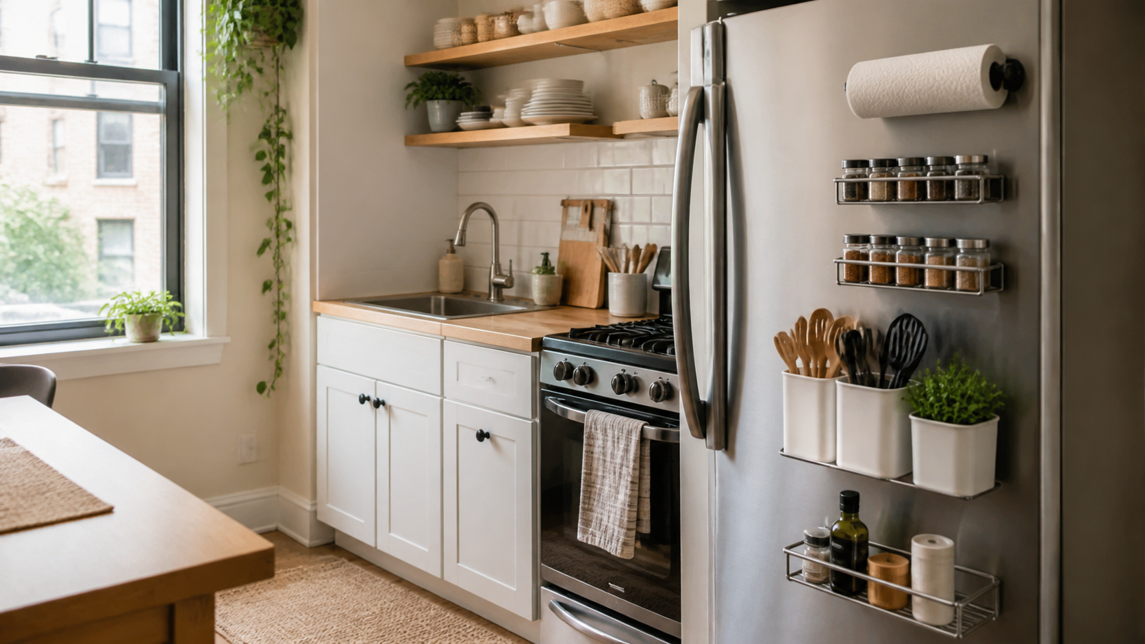Small Kitchen Space Savers collection banner for renter-friendly small apartments